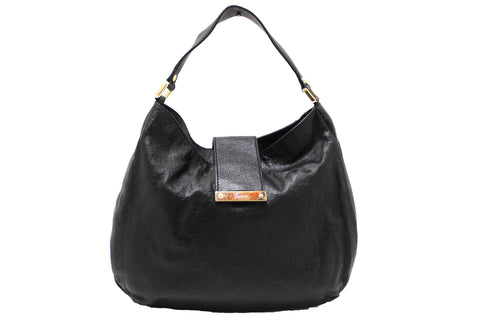 Authentic Gucci Black GG Guccissima Leather Hobo Shoulder Bag 211933