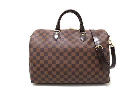 Authentic Louis Vuitton Damier Ebene Speedy 35 Bandouliere Bag