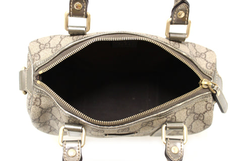 Authentic Gucci Grey and Silver Supreme Joy Small Boston Bag