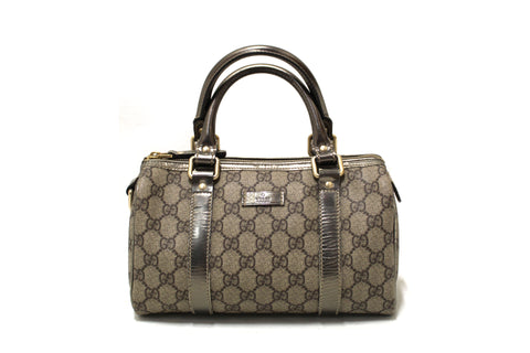Authentic Gucci Grey and Silver Supreme Joy Small Boston Bag