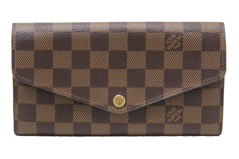 Authentic Louis Vuitton Damier Ebene Canvas Sarah Wallet