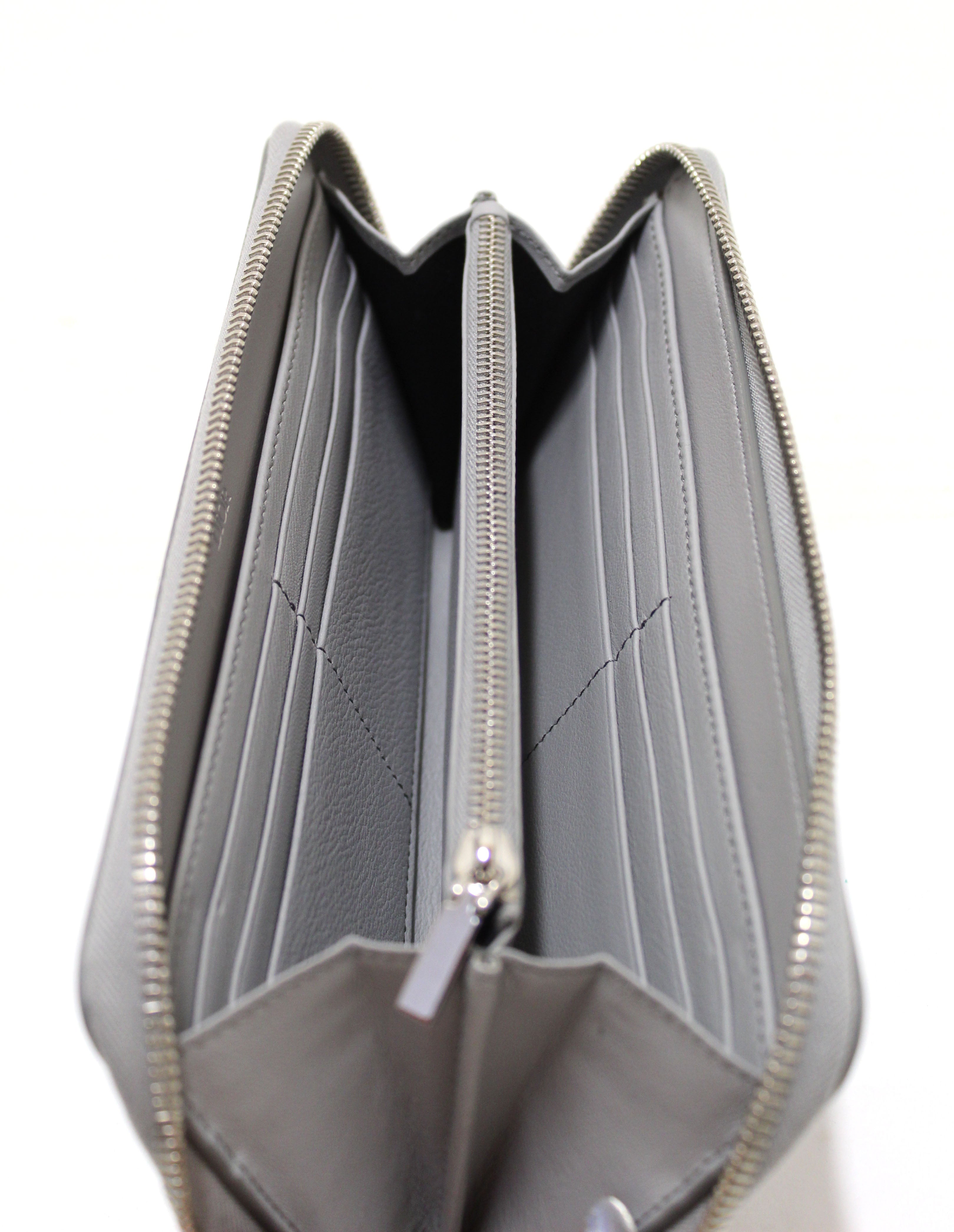 Authentic Dior Grey Oblique Galaxy Leather Zipped Long Wallet