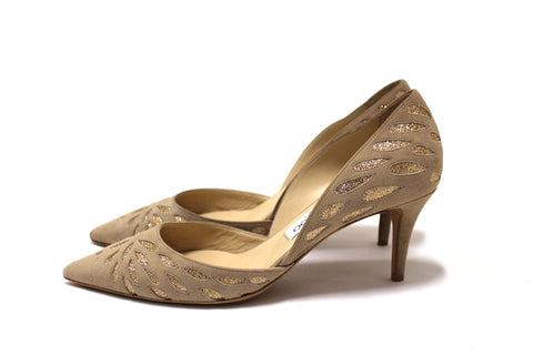 NEW Authentic Jimmy Choo Nude Suede Daysha 65 Heel Shoes Size 38