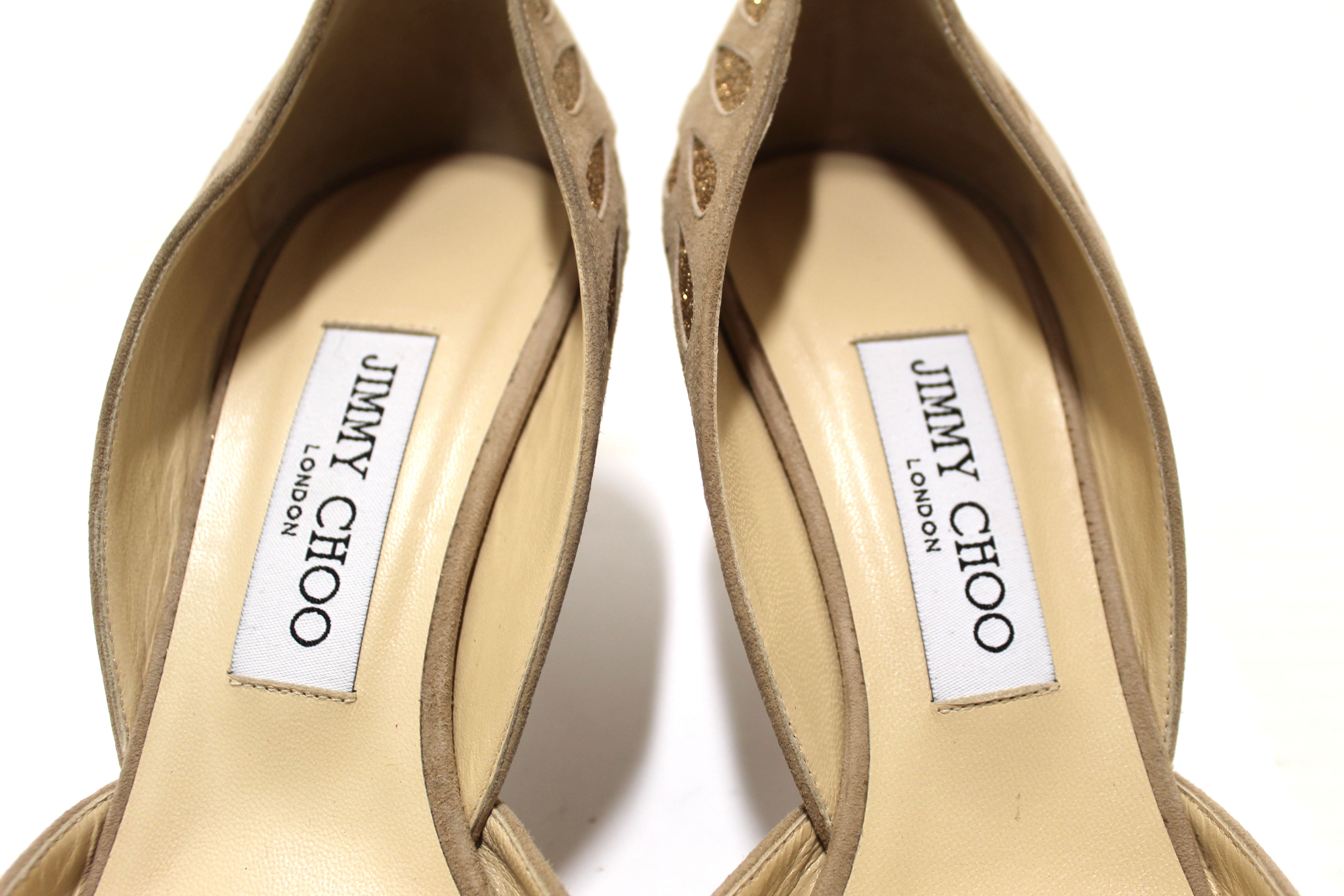 NEW Authentic Jimmy Choo Nude Suede Daysha 65 Heel Shoes Size 38