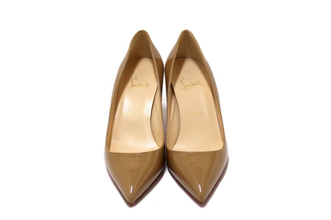 NEW Authentic Christian Louboutin Camel Patent Leather Pigalle Follies 70mm Pumps Size 37.5