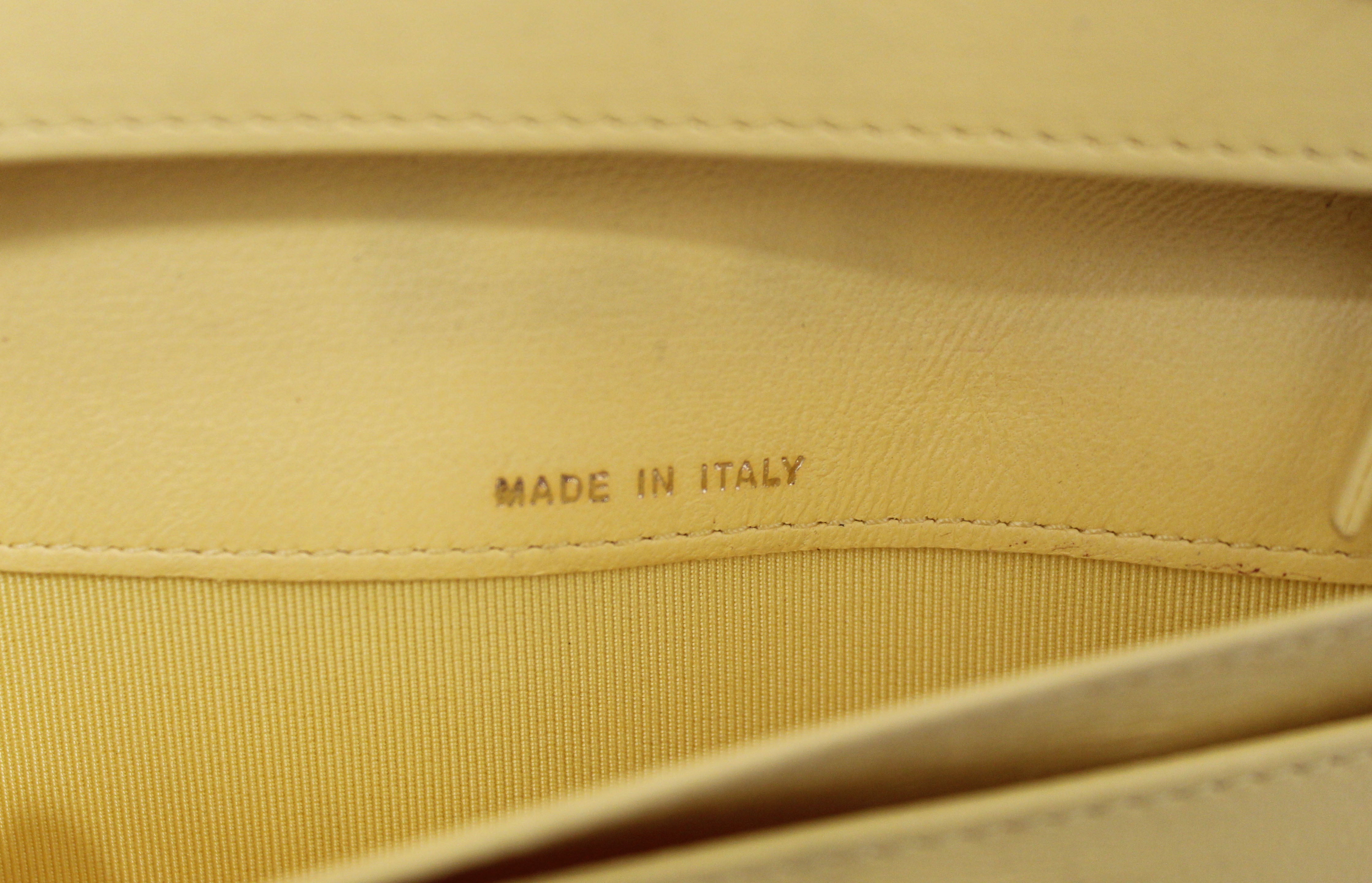 Authentic Chanel Yellow Quilted Lambskin Leather Wallet