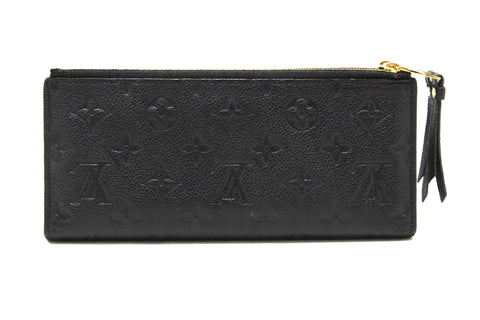 Authentic Louis Vuitton Black Monogram Empreinte Leather Adele Long Wallet