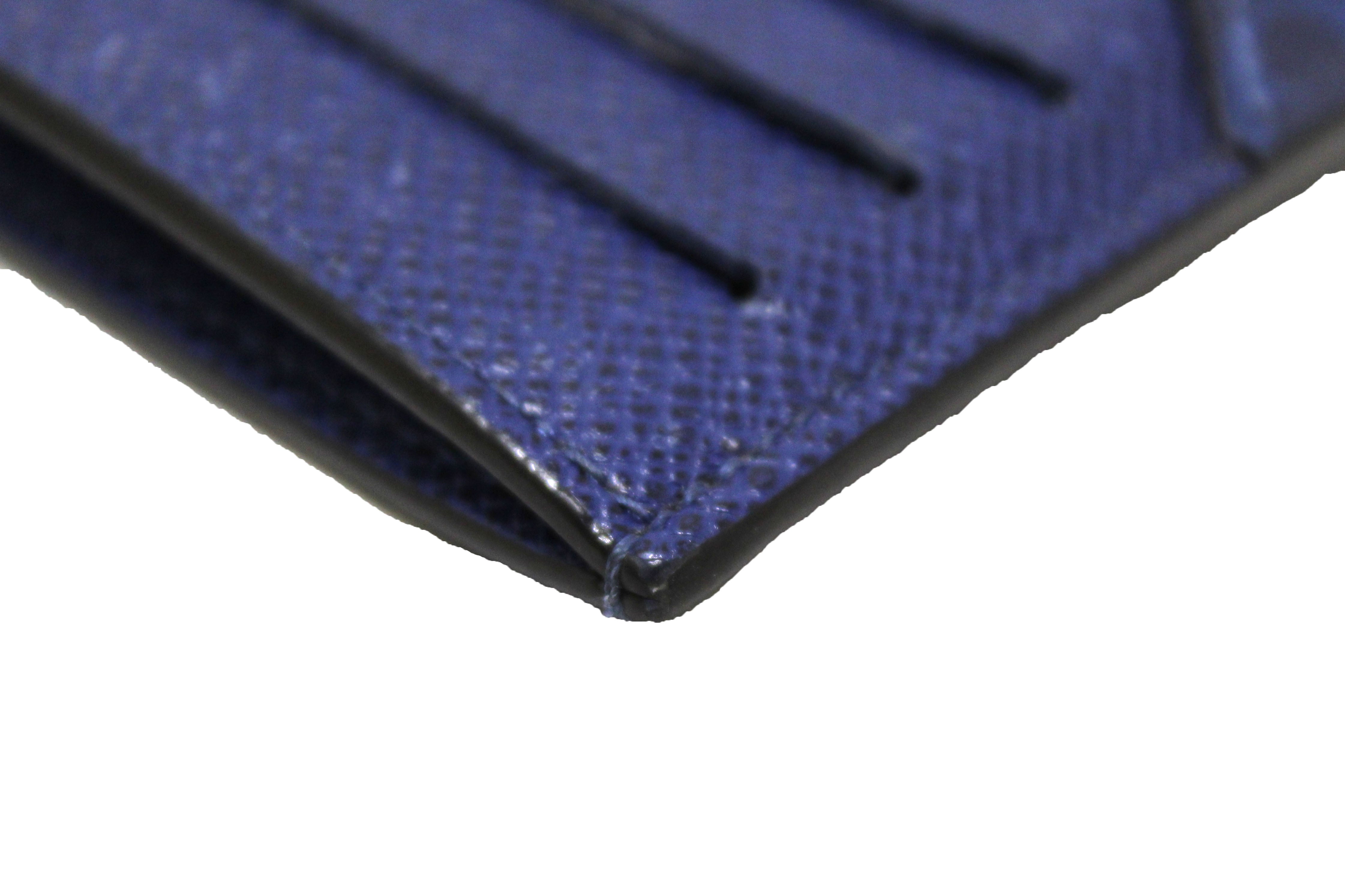 Authentic Louis Vuitton Blue Monogram Canvas/Taiga Leather Coin Card Holder