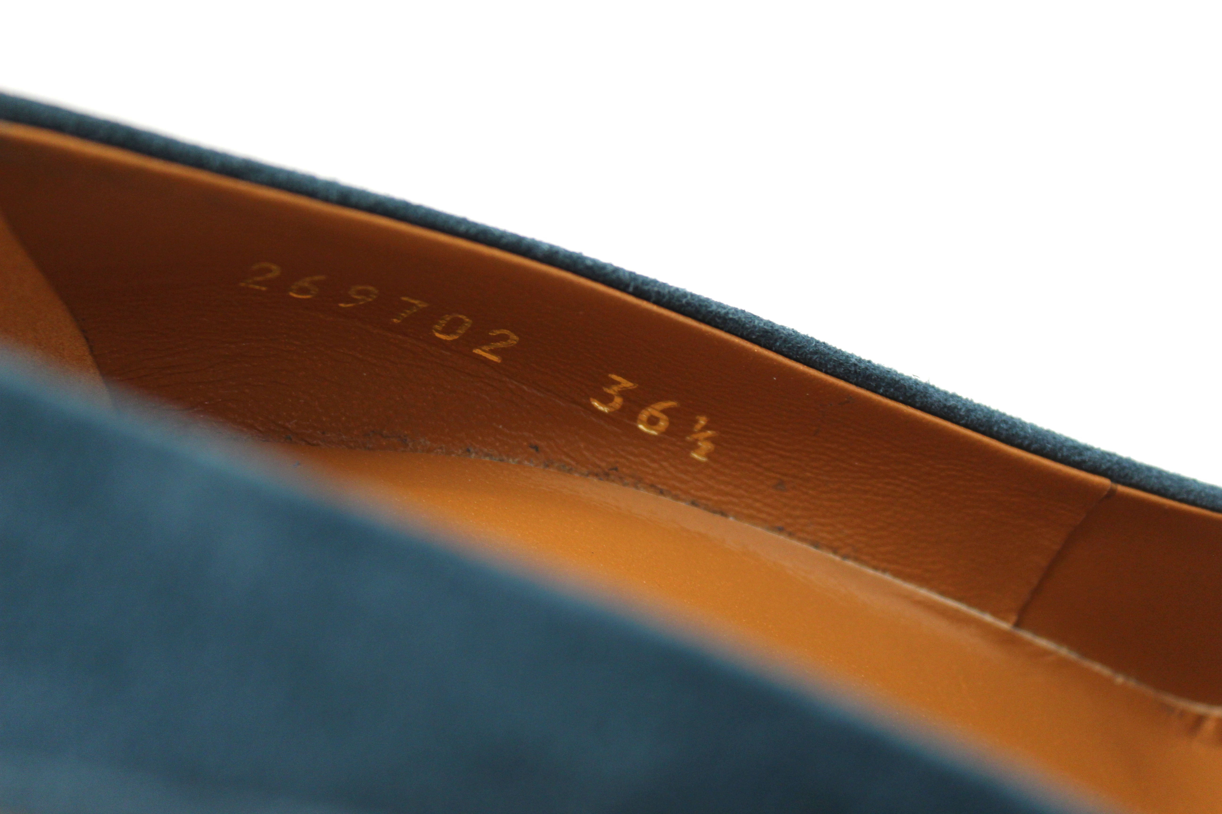Authentic Gucci Blue Suede Leather Platform Pump Shoes Size 36.5