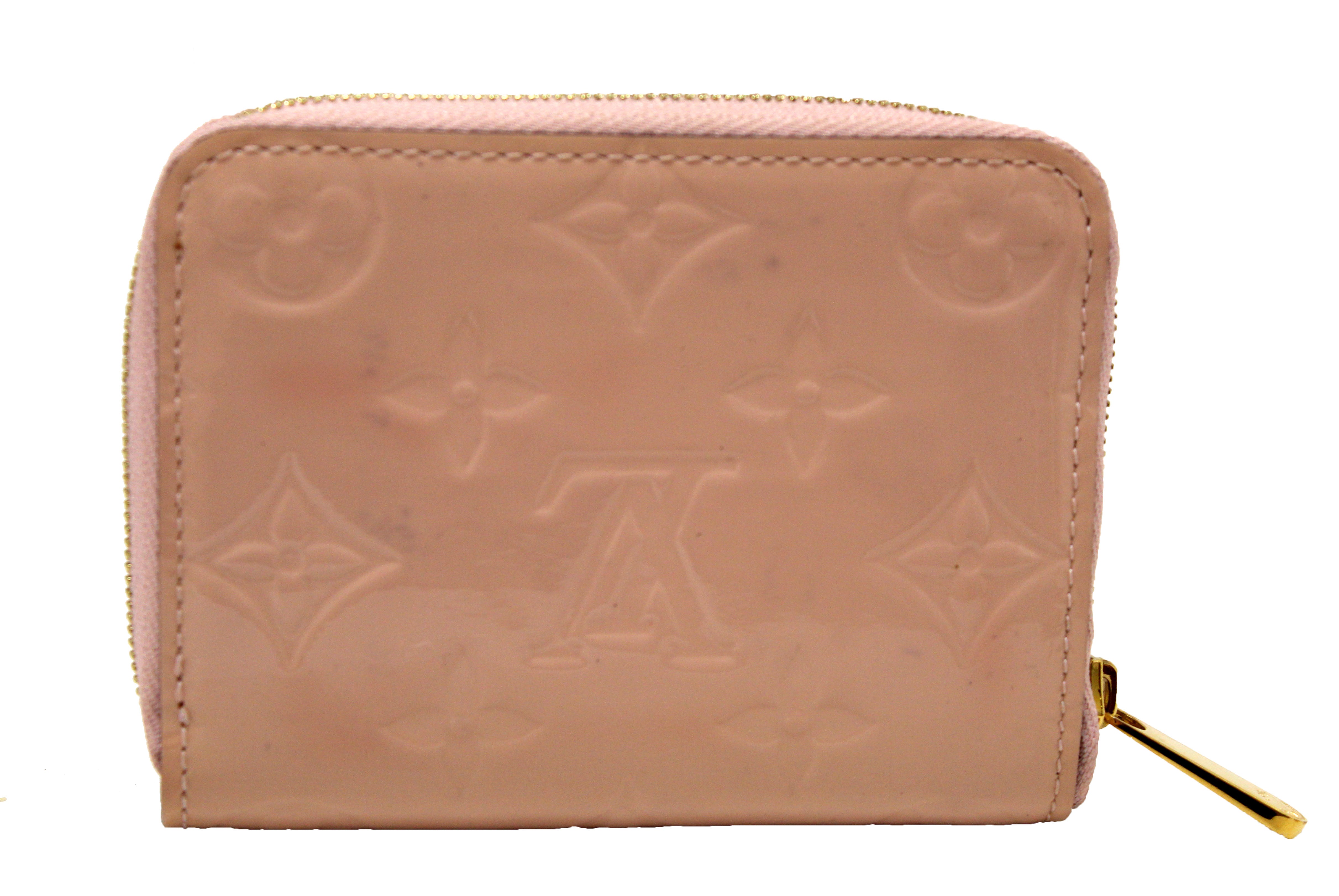 Authentic Louis Vuitton Rose Monogram Vernis Leather Zippy Coin Purse