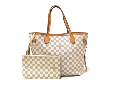 Authentic Louis Vuitton Damier Azur Neverfull MM Tote Shoulder Bag