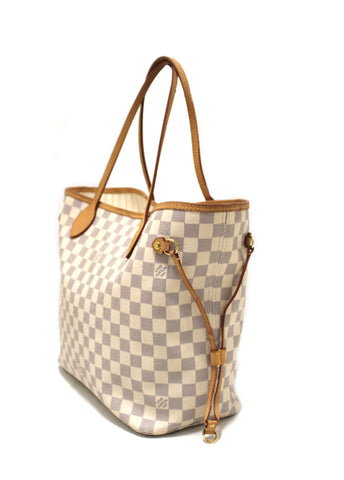 Authentic Louis Vuitton Damier Azur Neverfull MM Tote Shoulder Bag