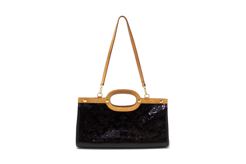 Authentic Louis Vuitton Amarante Monogram Vernis Leather Roxbury Drive Bag