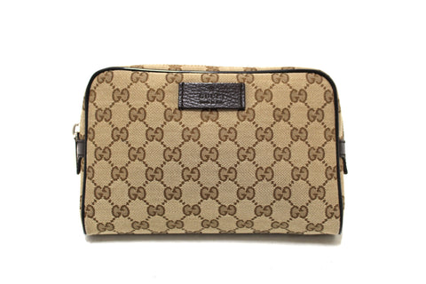 Authentic New Gucci Brown Signature GG Canvas Fabric Waistbag 449174