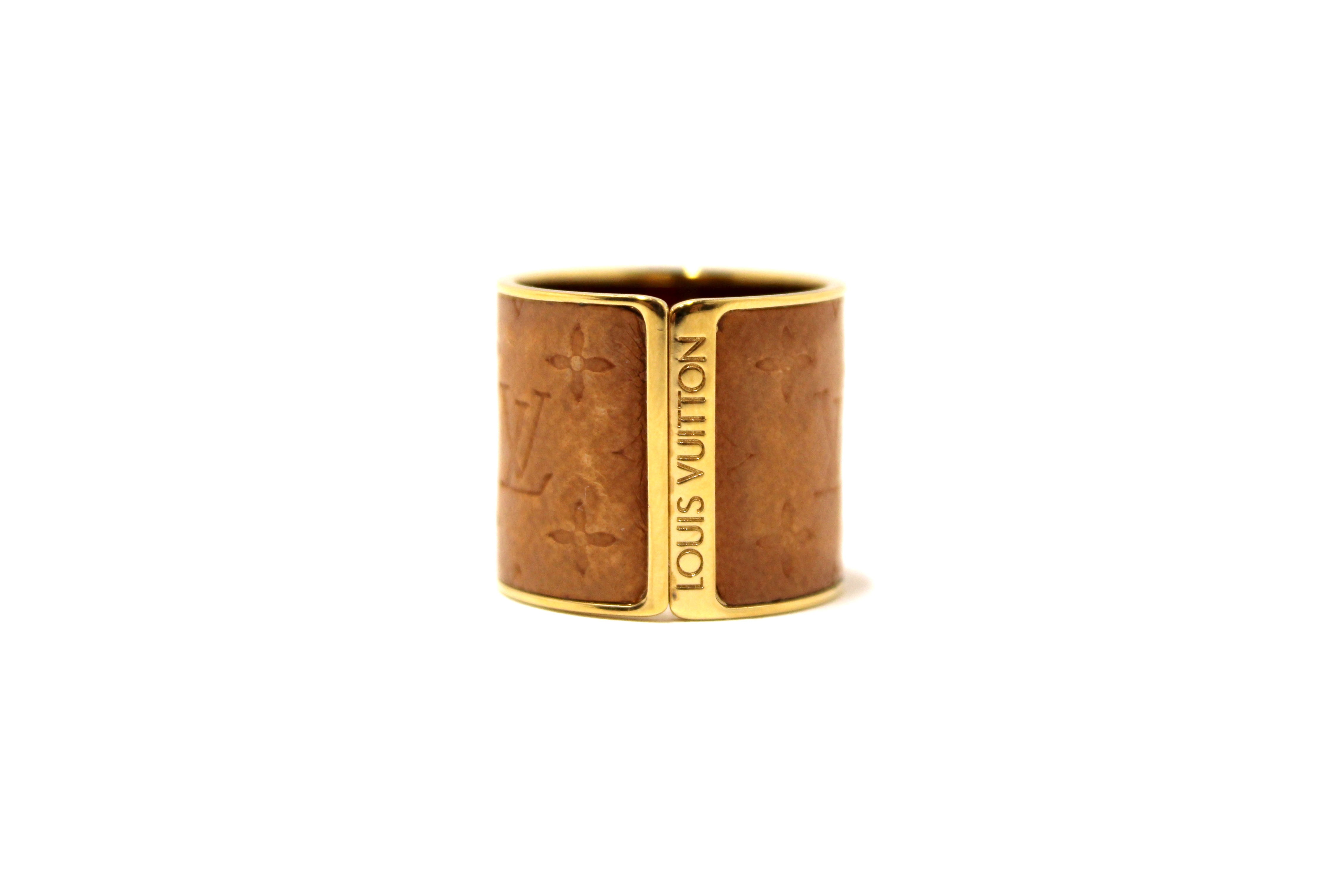 Authentic Louis Vuitton Calfskin Monogram Embossed Skin Ring Size 8