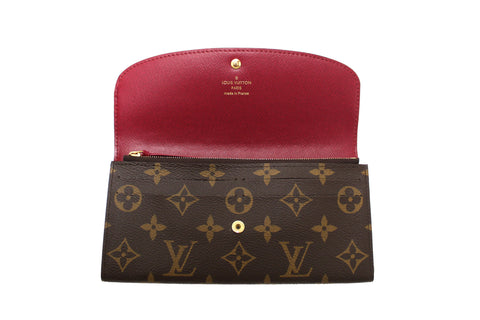 Authentic Louis Vuitton Classic Monogram Canvas Emilie Wallet Fuchsia