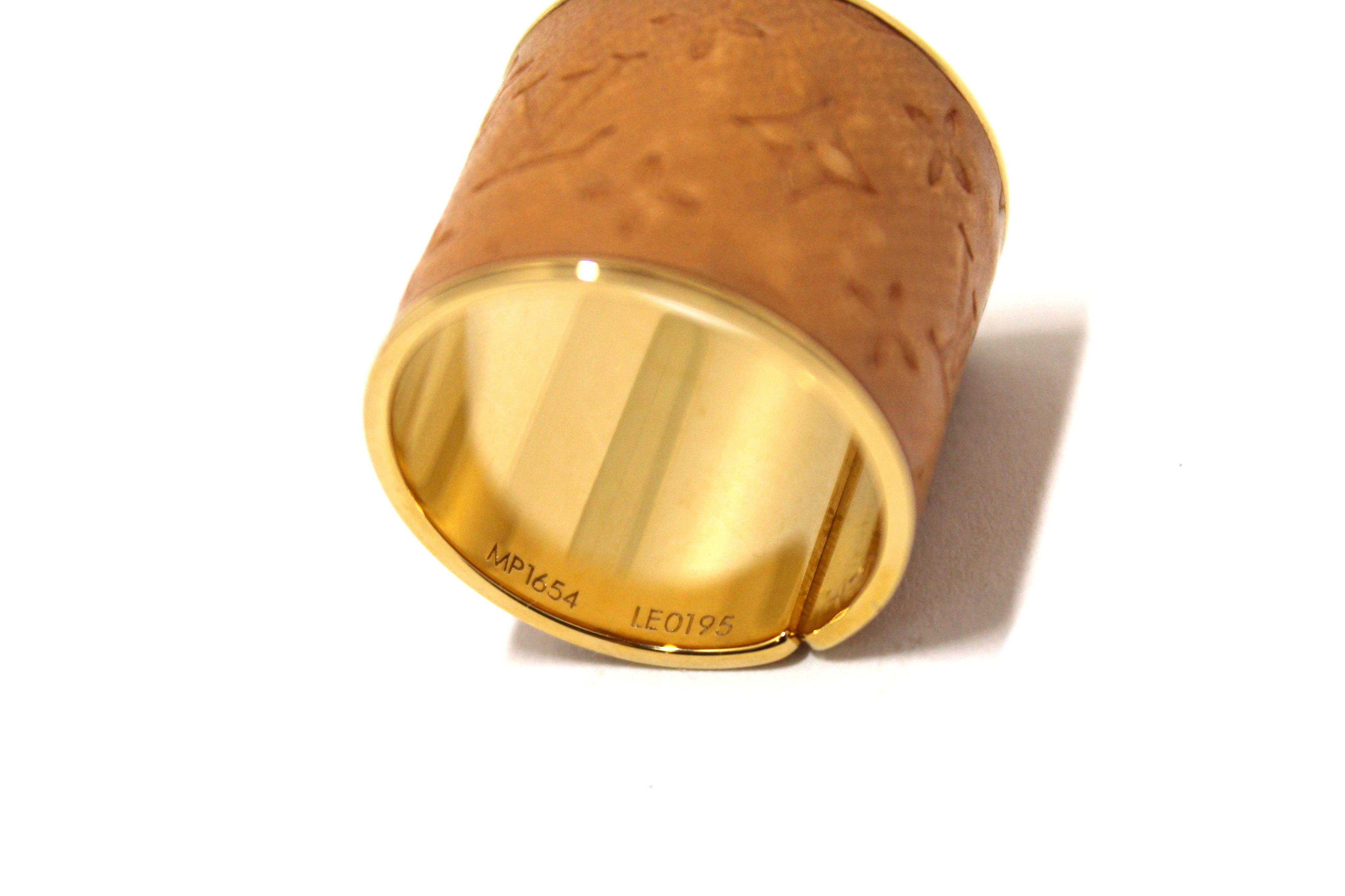 Authentic Louis Vuitton Calfskin Monogram Embossed Skin Ring Size 8