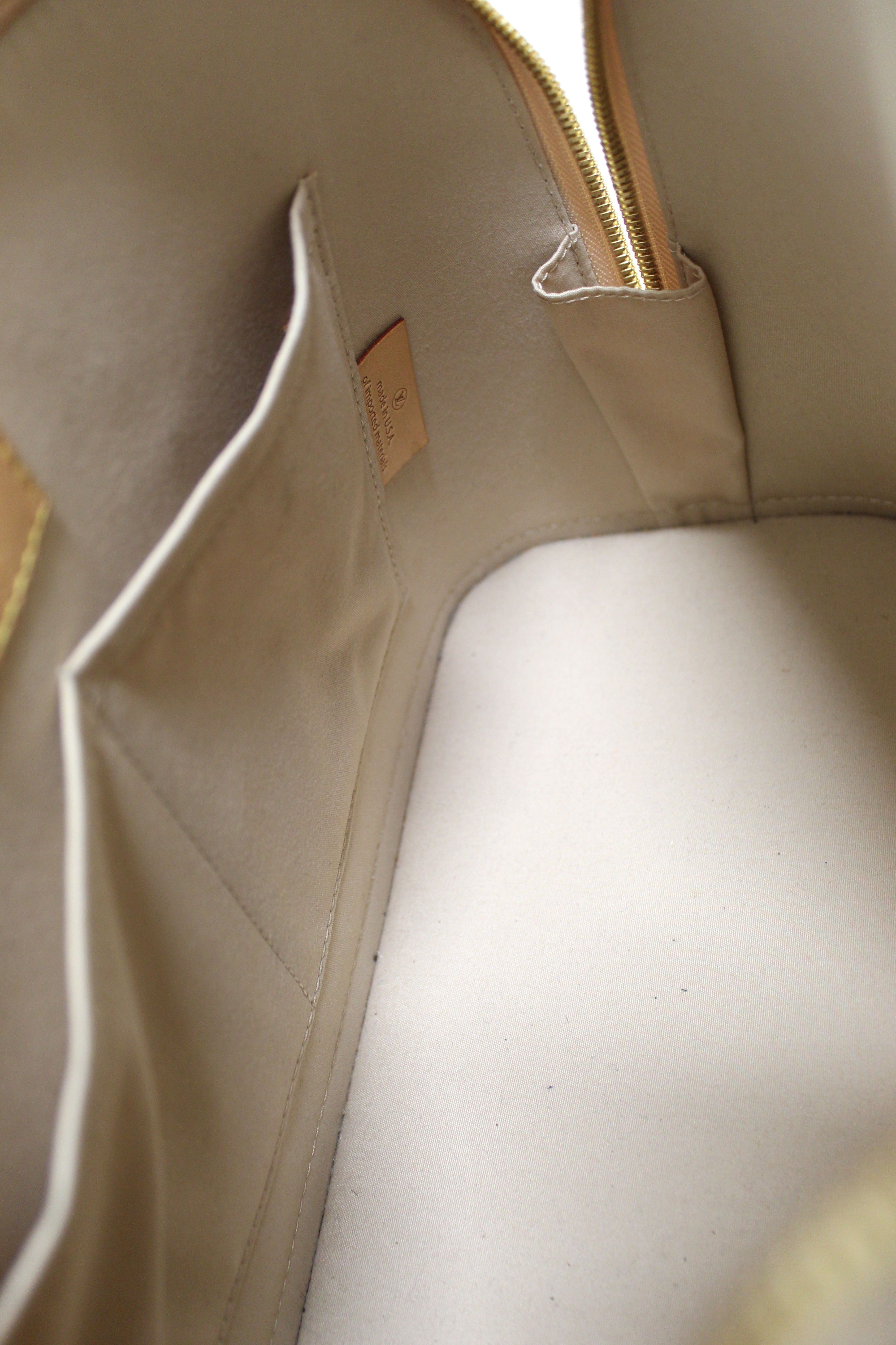 Authentic Louis Vuitton Yellow Monogram Vernis Leather Alma PM Handbag