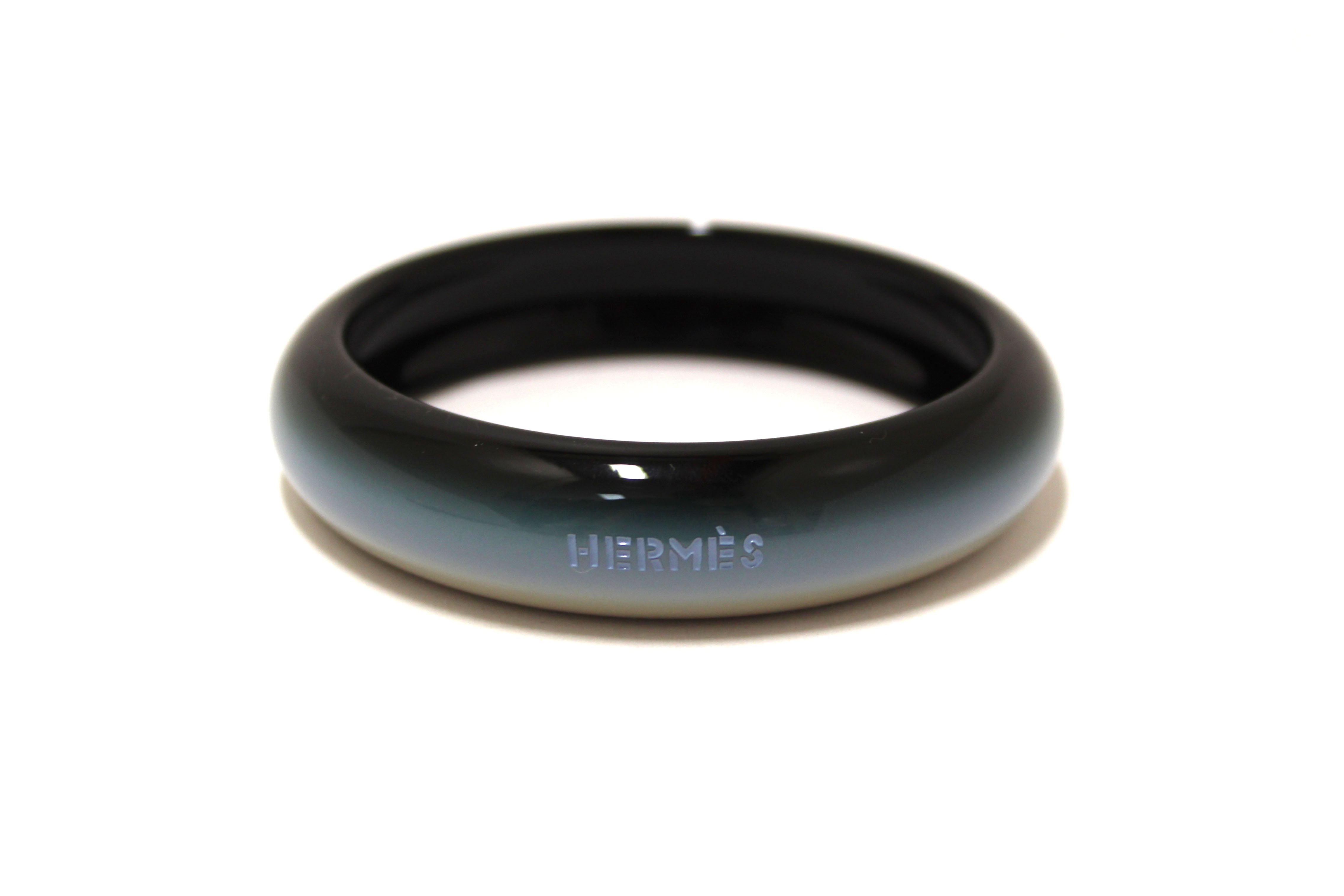 Authentic Hermes Lacquered Wood Fusion Black Bangle Bracelet