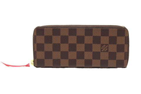 Authentic Louis Vuitton Damier Ebene Canvas Clemence Zippy Wallet
