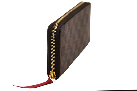 Authentic Louis Vuitton Damier Ebene Canvas Clemence Zippy Wallet