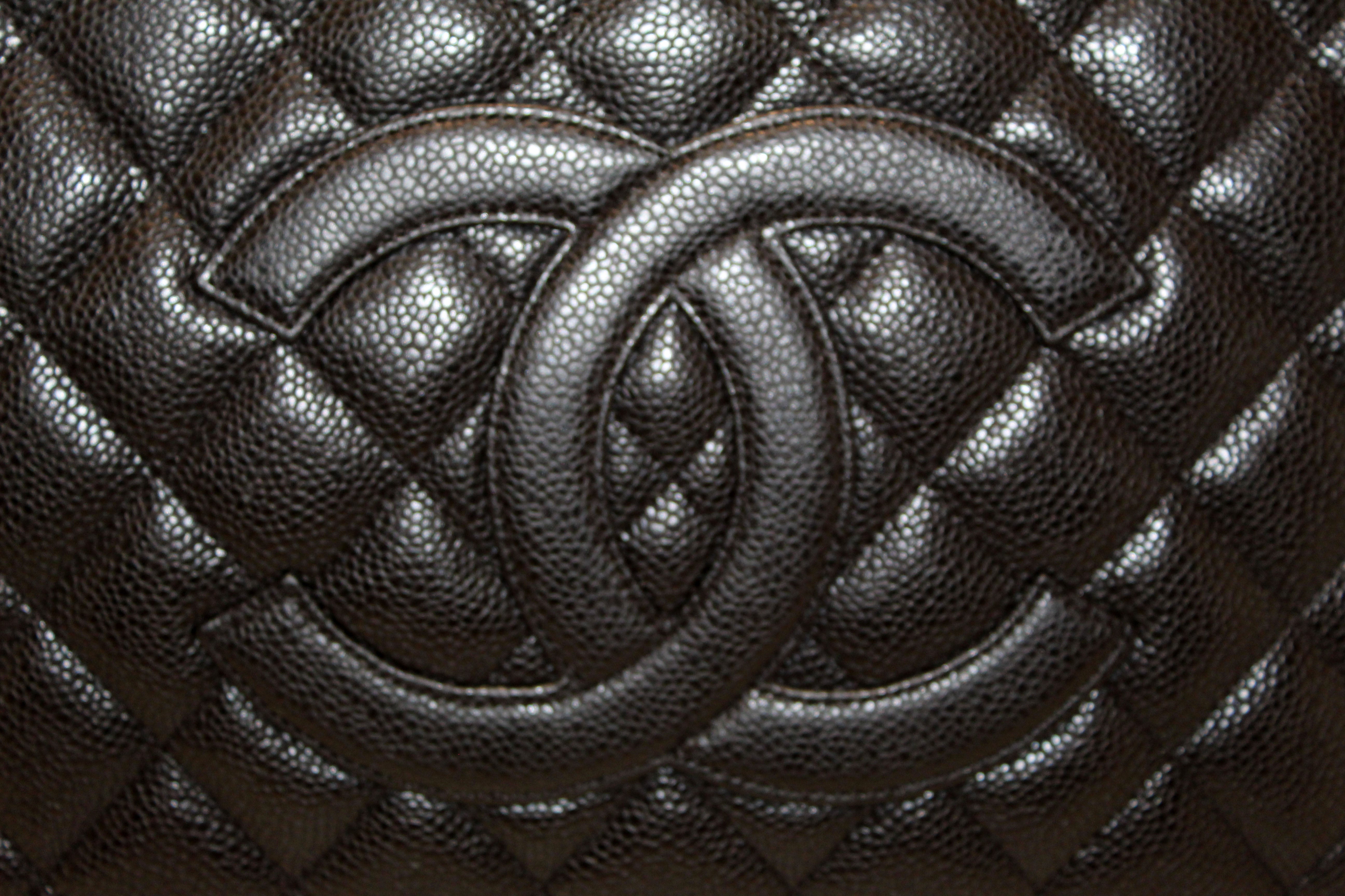 Authentic Chanel Black Quilted Caviar Leather Grand Shopper Tote Shoulder Bag