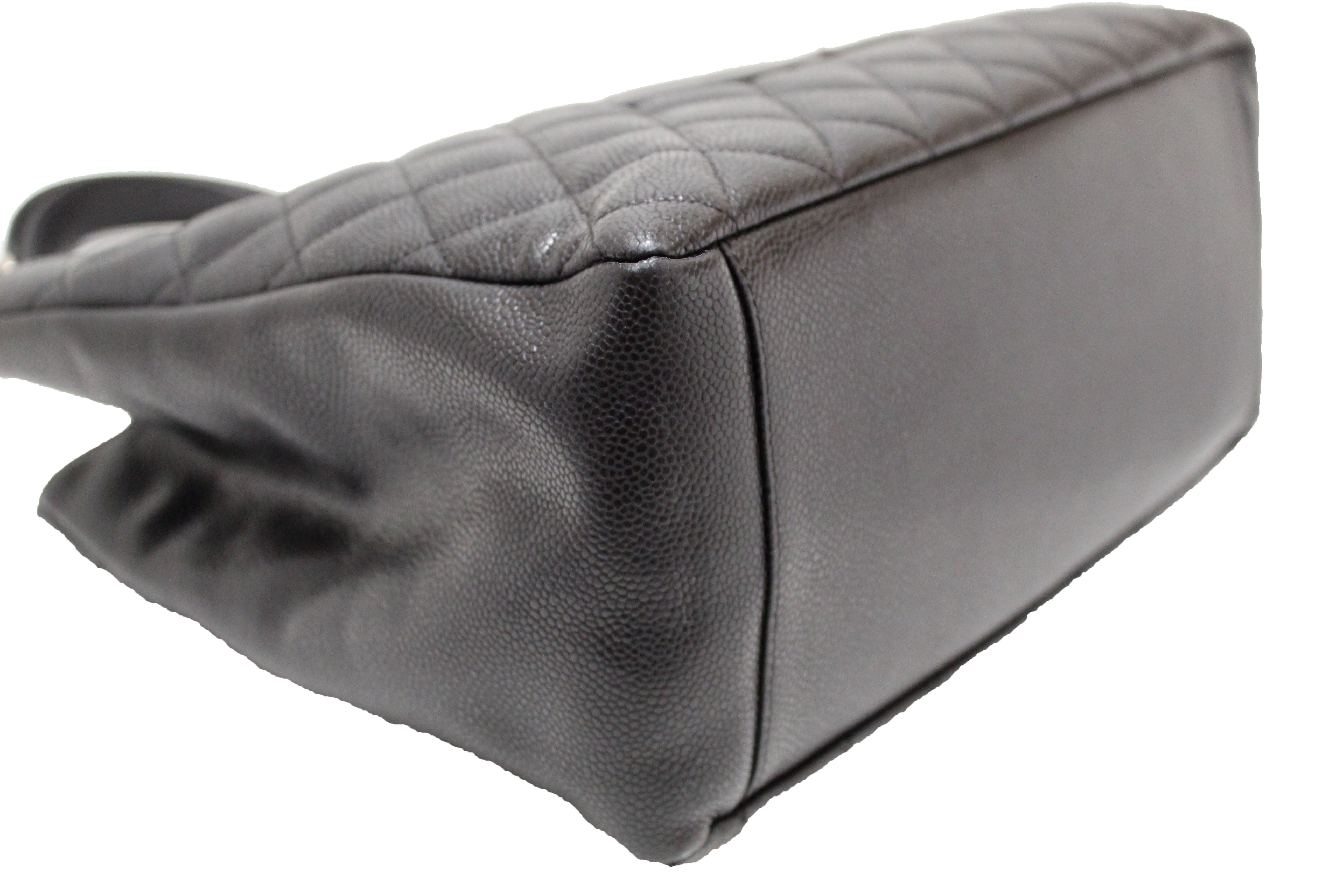 Authentic Chanel Black Quilted Caviar Leather Grand Shopper Tote Shoulder Bag