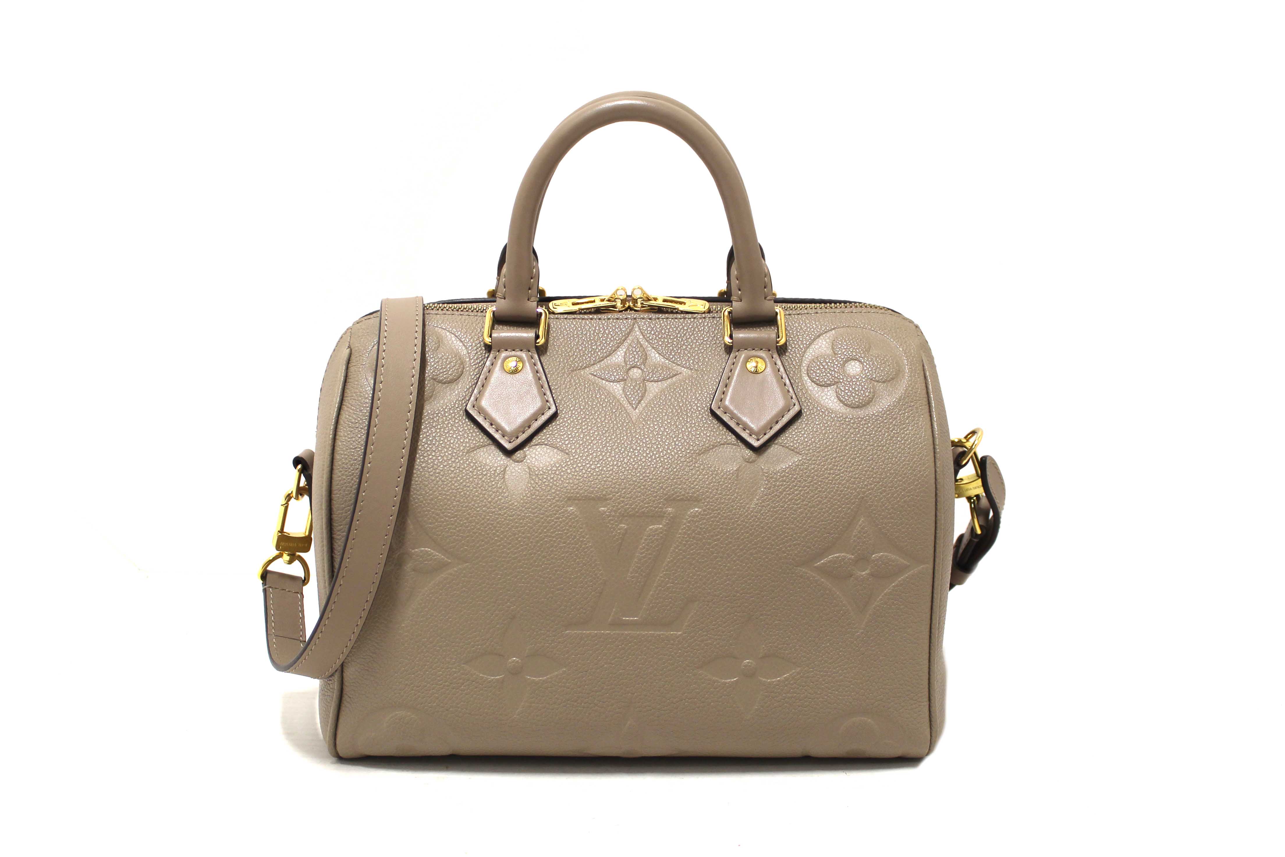 Authentic Louis Vuitton Turtledove Empreinte Leather Speedy 25 Bandouliere Crossbody Bag