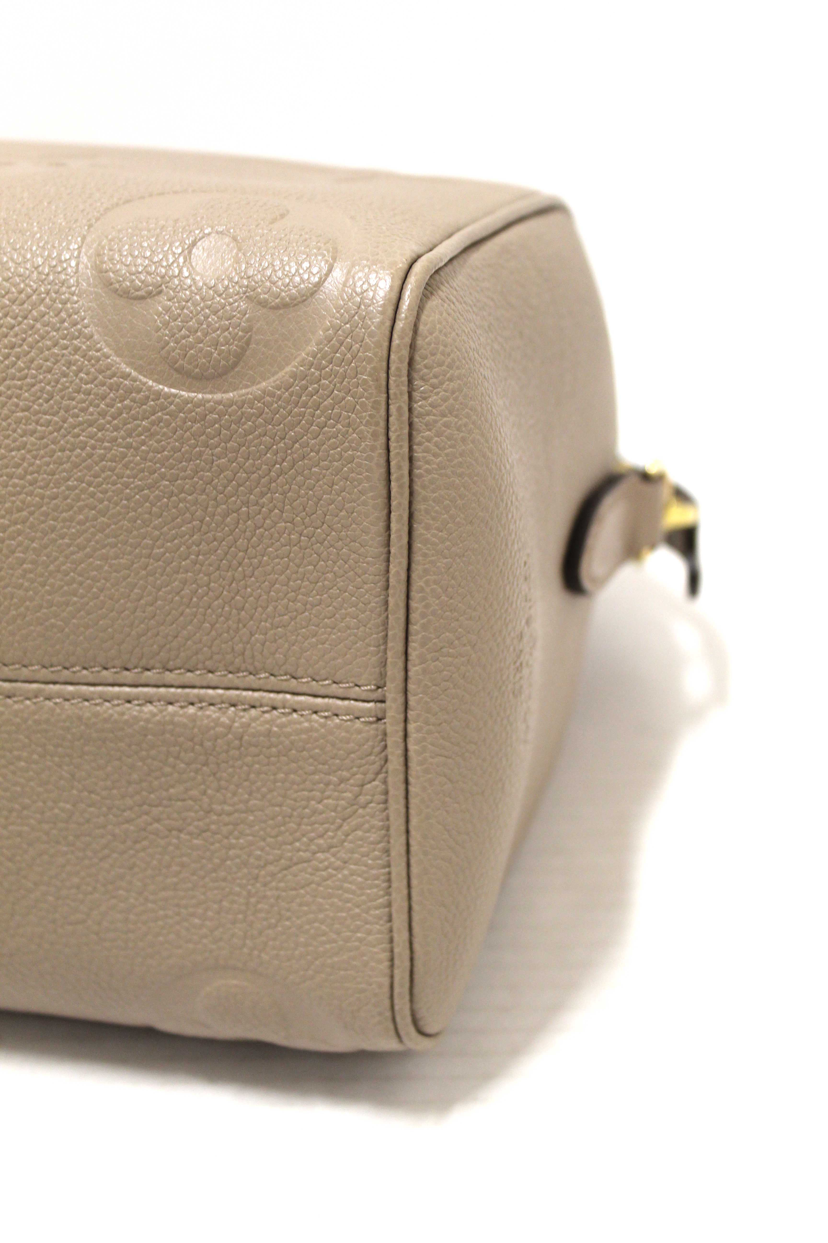 Authentic Louis Vuitton Turtledove Empreinte Leather Speedy 25 Bandouliere Crossbody Bag