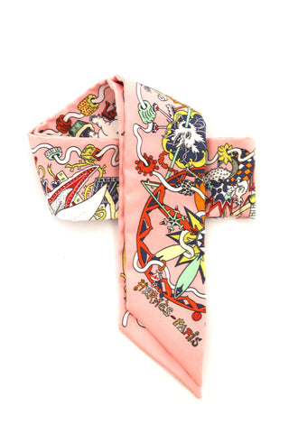 Authentic Hermes Silk La Folle Parade Rose Malabar Twilly Scarf