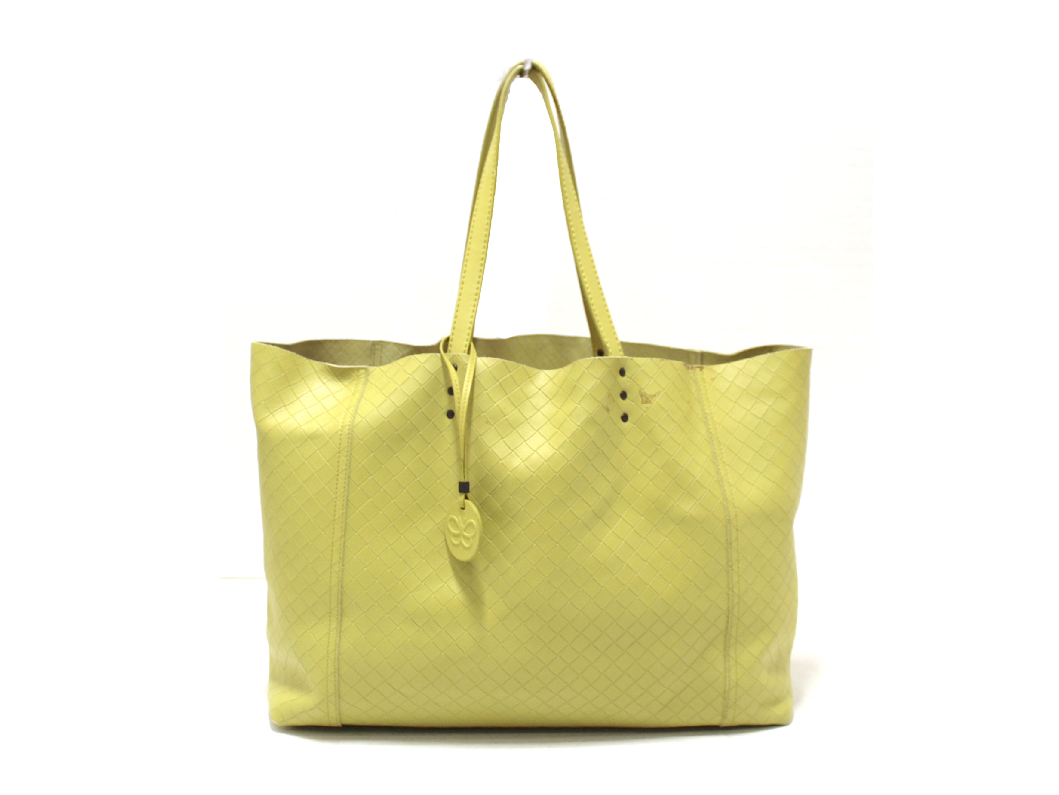 Authentic Bottega Veneta Intrecciato Embossed Green Leather Tote
