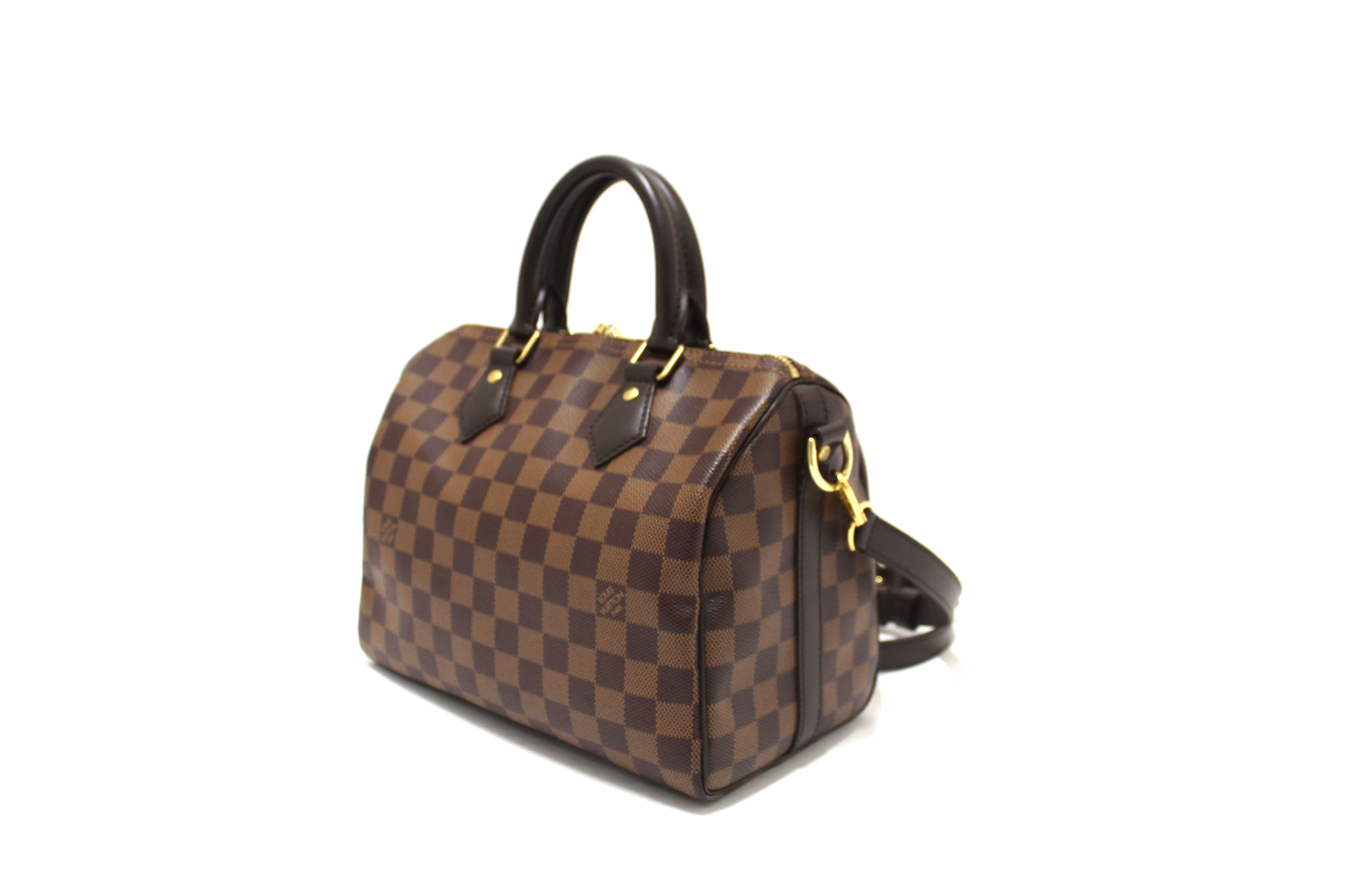 Authentic Louis Vuitton Damier Ebene Speedy 25 Bandouliere Bag