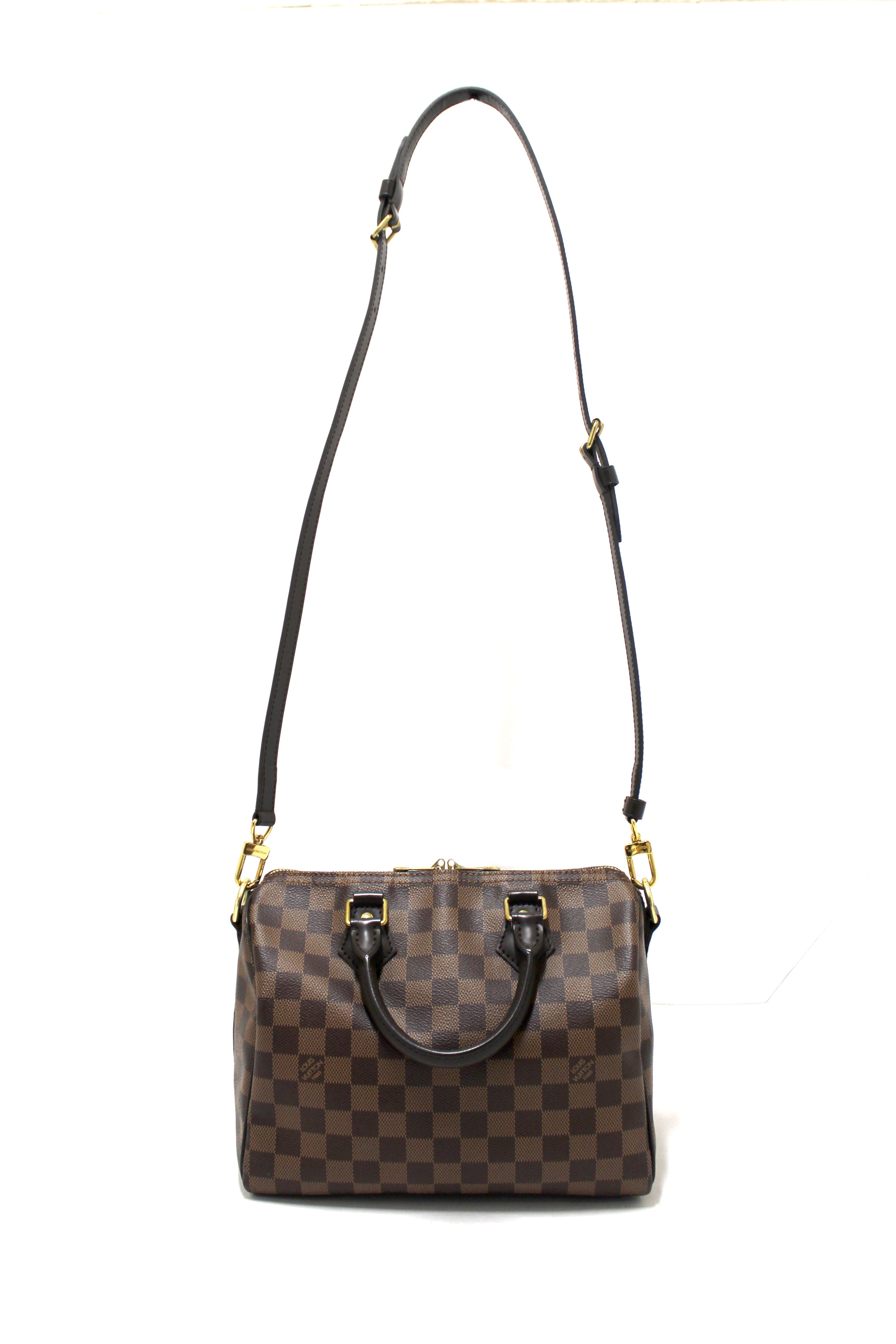 Authentic Louis Vuitton Damier Ebene Speedy 25 Bandouliere Bag