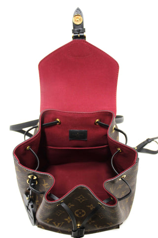 Authentic Louis Vuitton Classic Monogram with Black Leather Montsouris PM Backpack