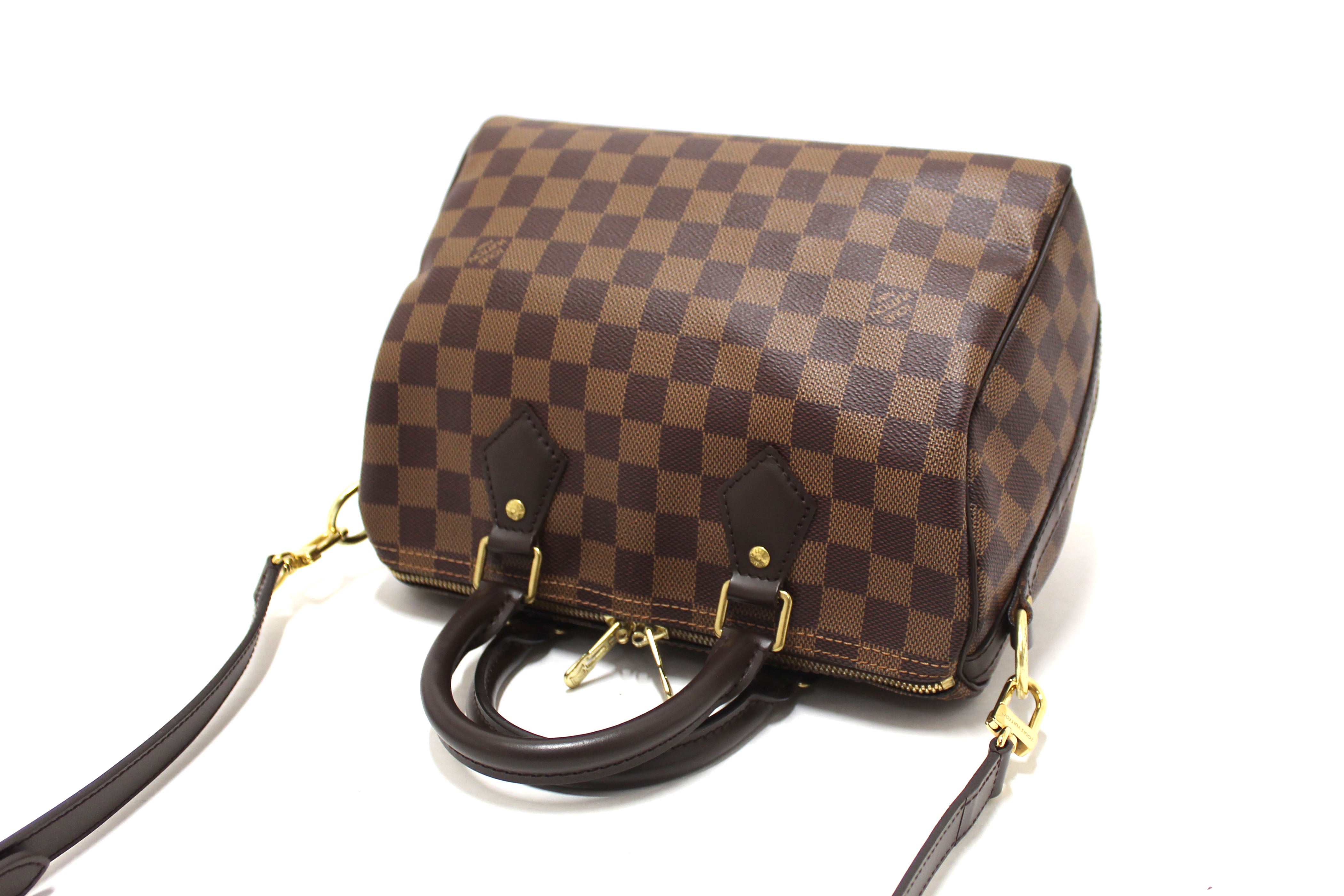 Authentic Louis Vuitton Damier Ebene Speedy 25 Bandouliere Bag