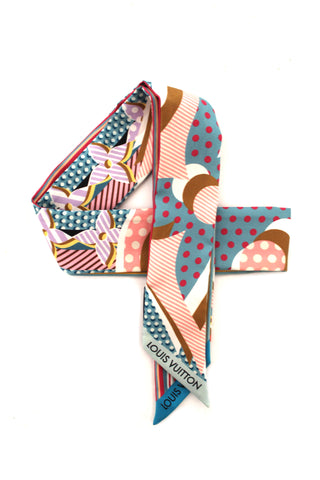 Authentic Louis Vuitton Silk Pop Monogram BB Twilly Bandeau Scarf