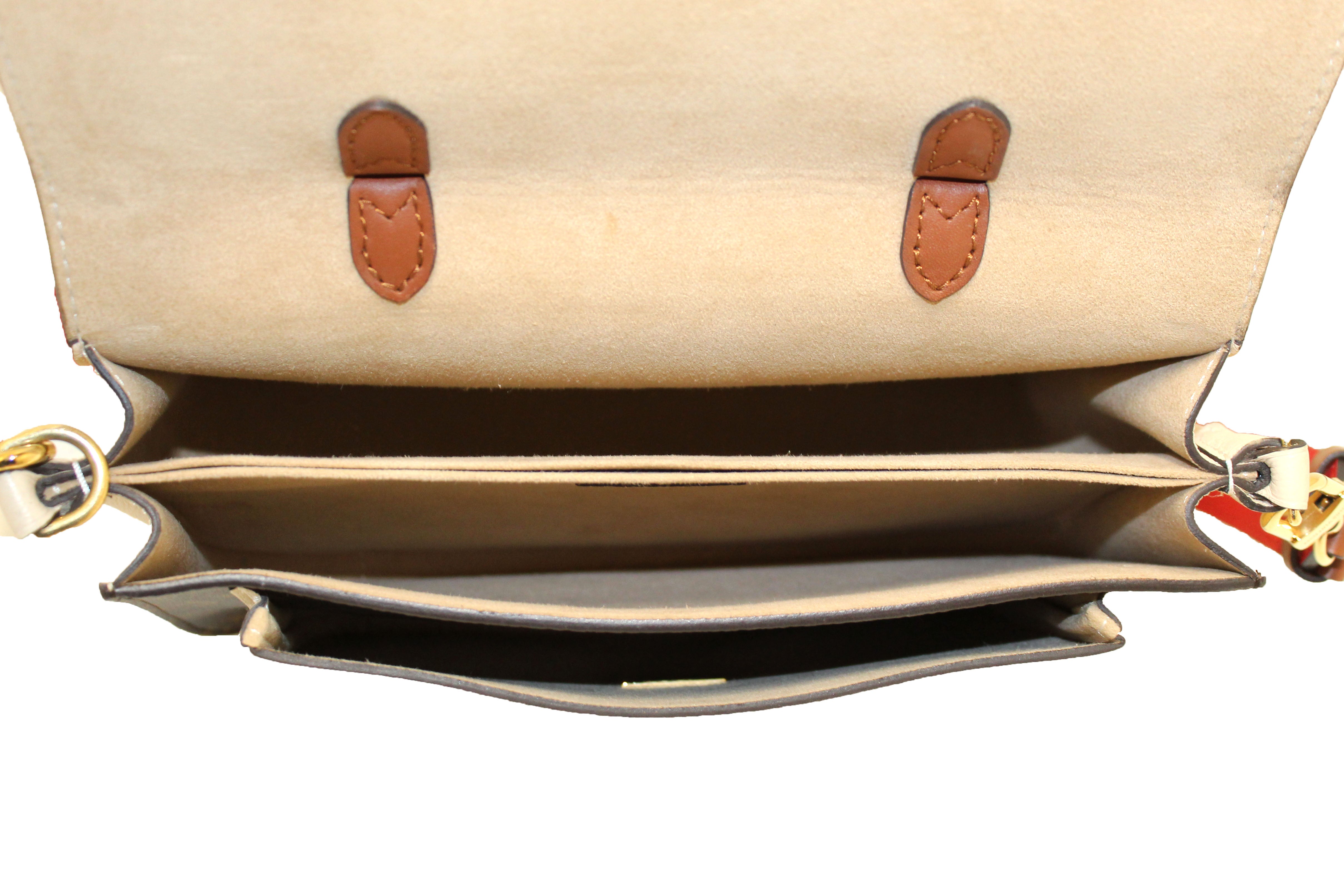 Authentic Louis Vuitton Classic Monogram Canvas with Creme Leather Vaugirard Bag