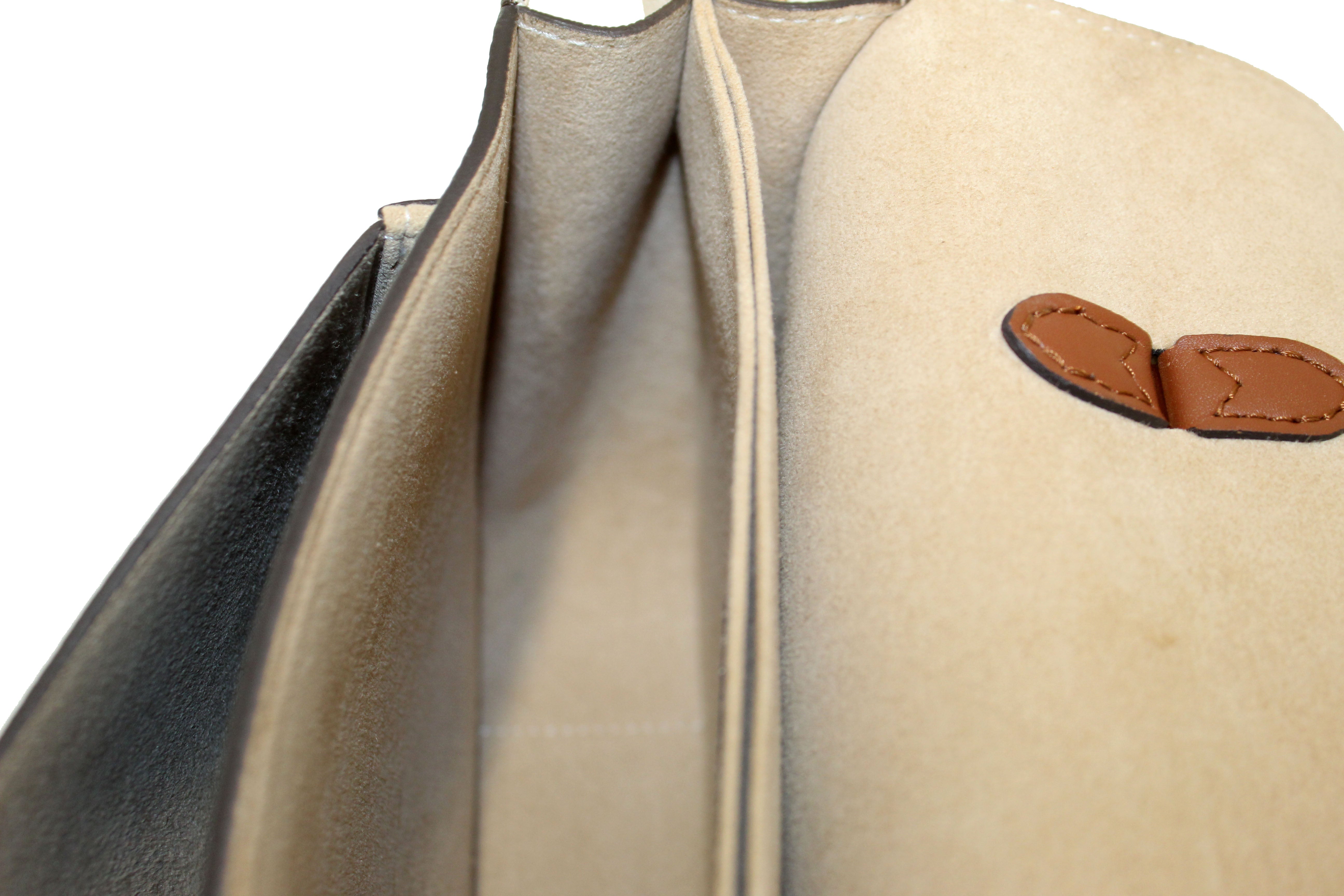 Authentic Louis Vuitton Classic Monogram Canvas with Creme Leather Vaugirard Bag