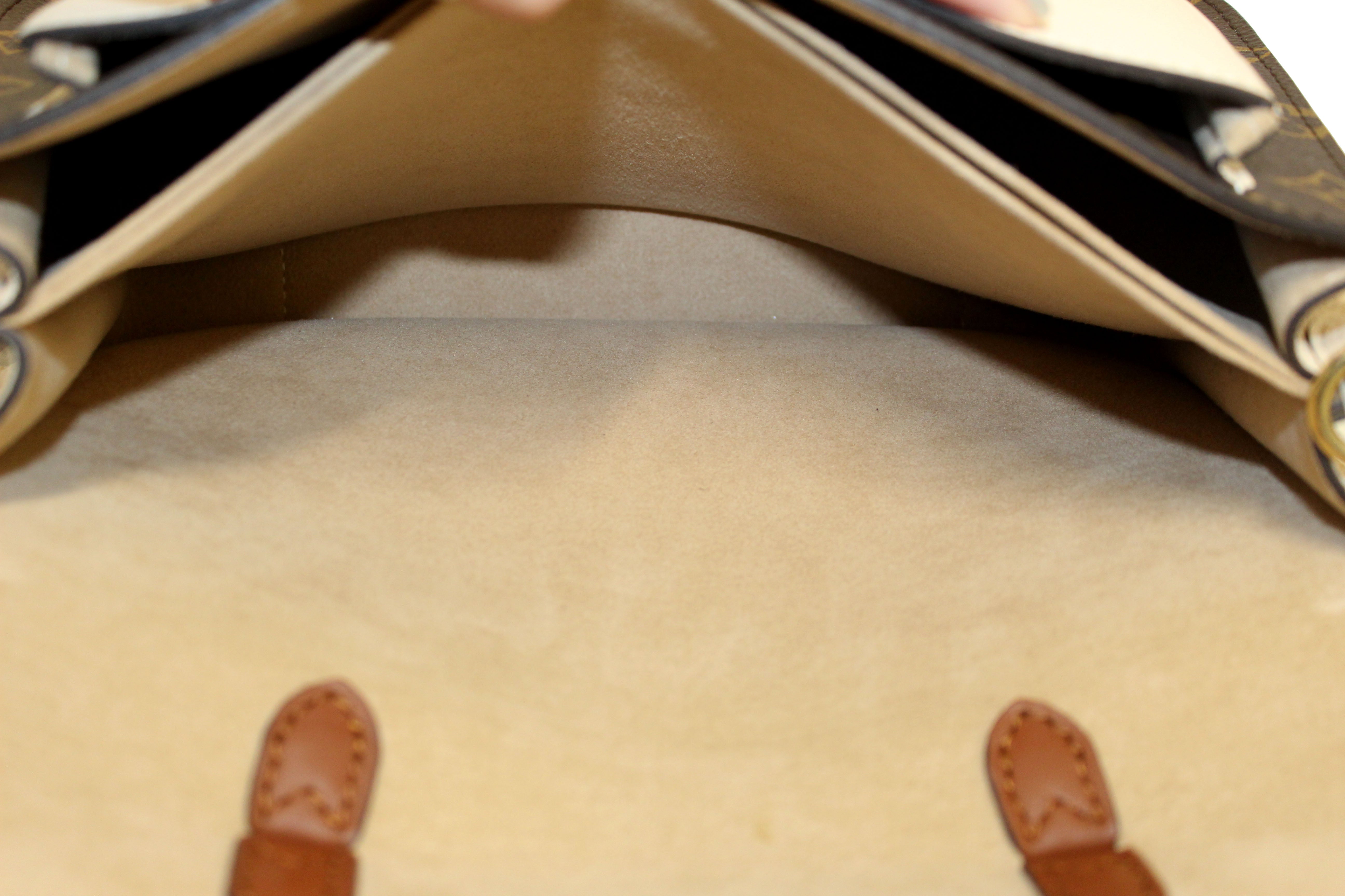 Authentic Louis Vuitton Classic Monogram Canvas with Creme Leather Vaugirard Bag