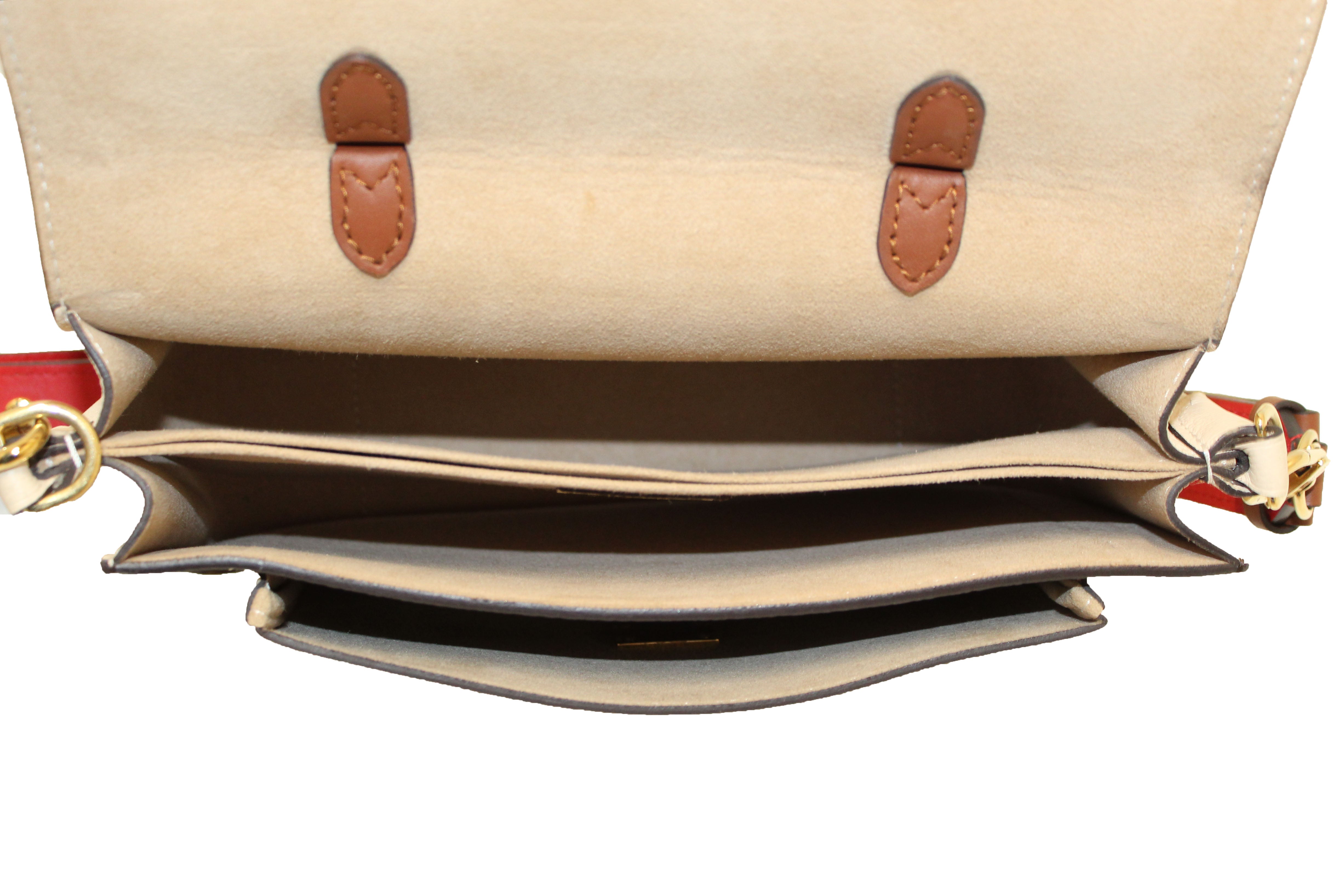 Authentic Louis Vuitton Classic Monogram Canvas with Creme Leather Vaugirard Bag