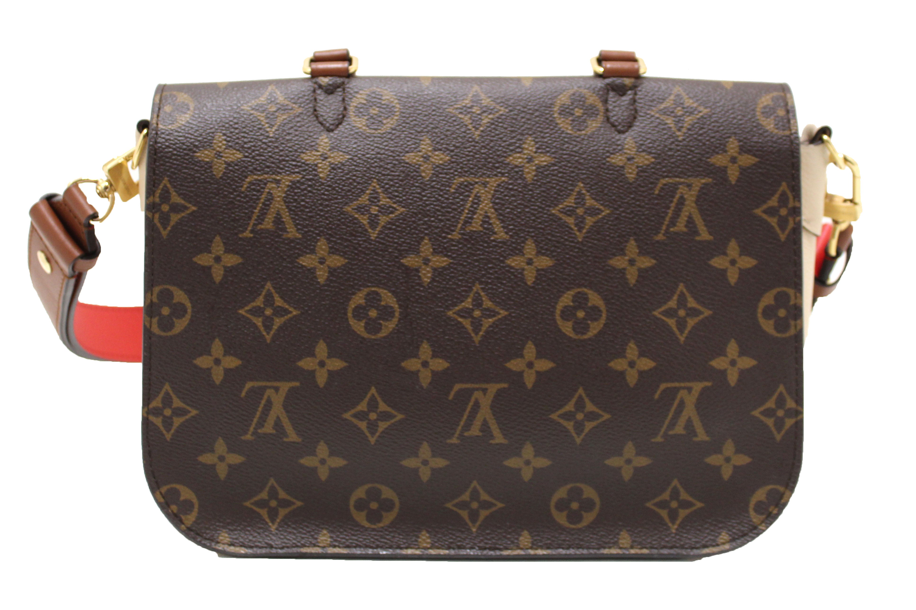 Authentic Louis Vuitton Classic Monogram Canvas with Creme Leather Vaugirard Bag