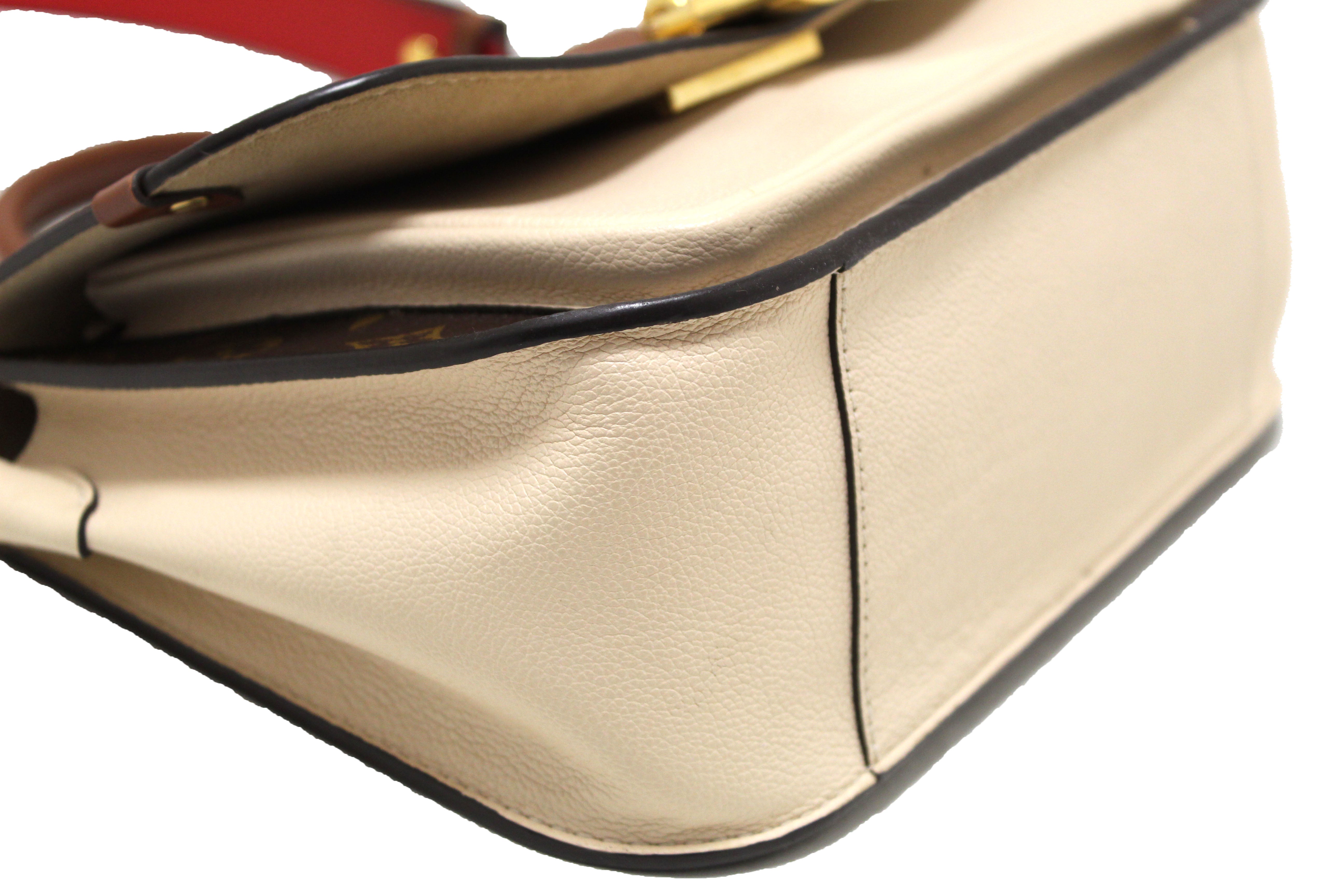 Authentic Louis Vuitton Classic Monogram Canvas with Creme Leather Vaugirard Bag