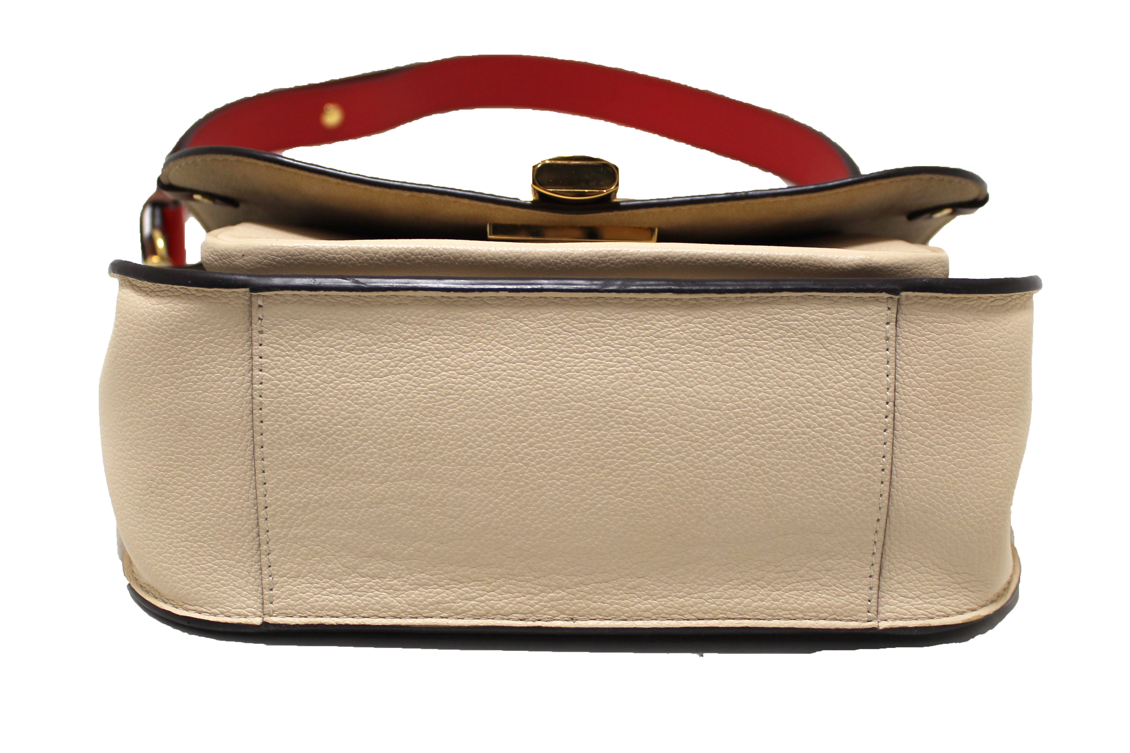 Authentic Louis Vuitton Classic Monogram Canvas with Creme Leather Vaugirard Bag