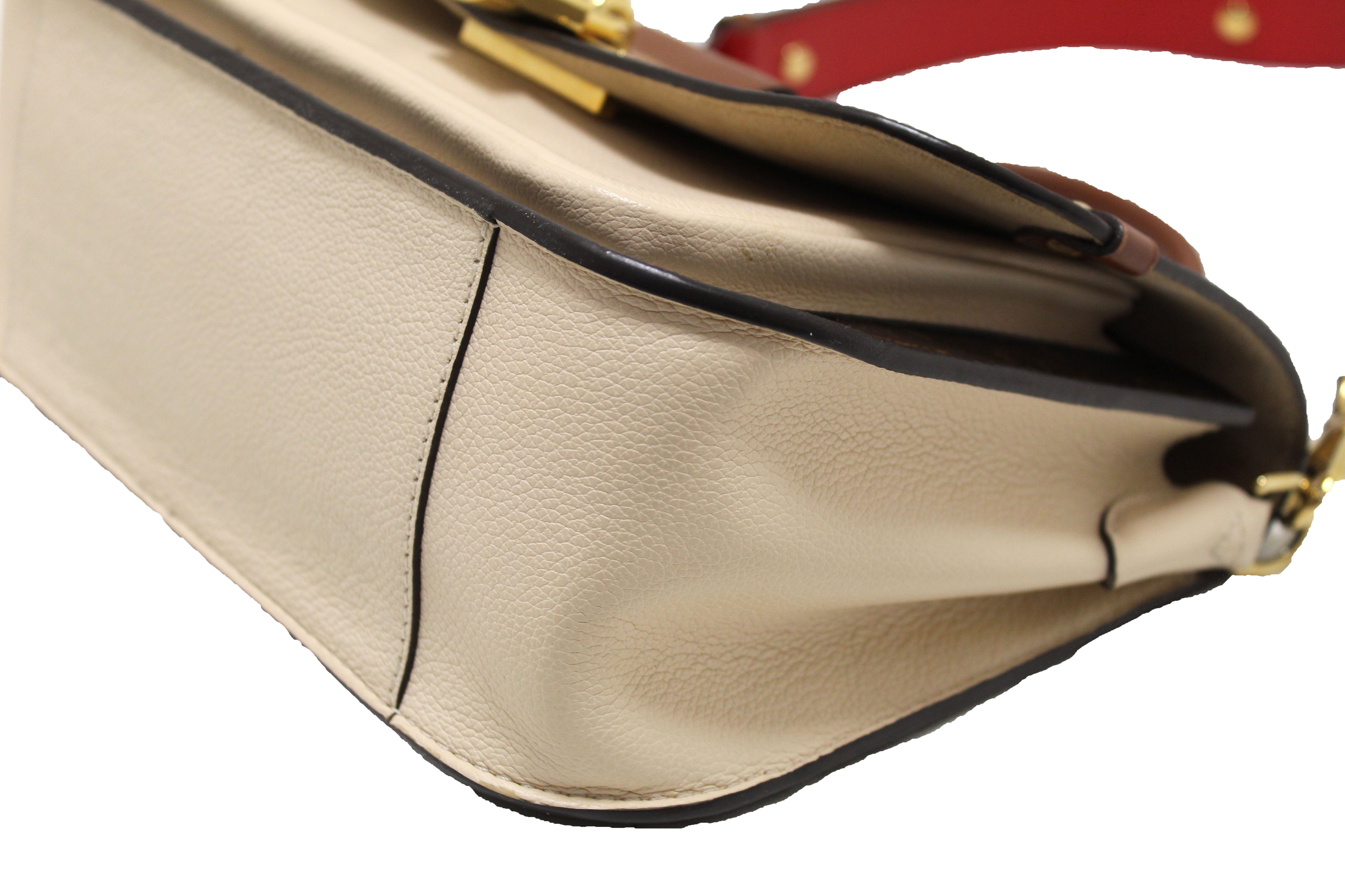 Authentic Louis Vuitton Classic Monogram Canvas with Creme Leather Vaugirard Bag