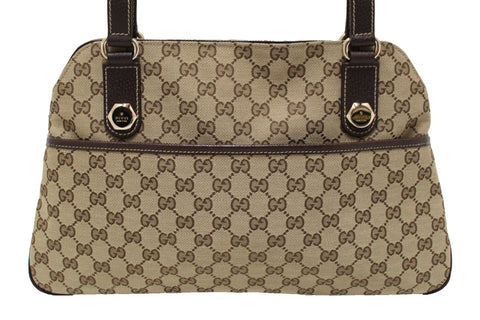 Authentic Gucci Brown GG Canvas Shoulder Tote Bag