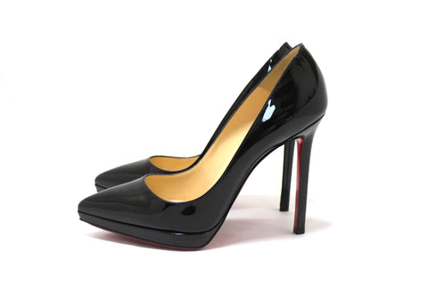 Authentic Christian Louboutin Black Patent Pigalle Plato 120 Pumps Size 38