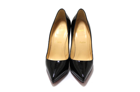 Authentic Christian Louboutin Black Patent Pigalle Plato 120 Pumps Size 38