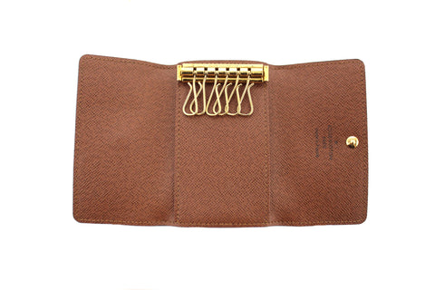 Authentic Louis Vuitton Classic Brown Monogram Canvas 6 Key Holder