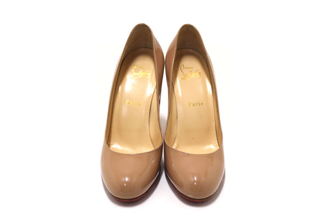 Authentic Christian Louboutin Beige Patent Simple 100 Pumps Size 38.5