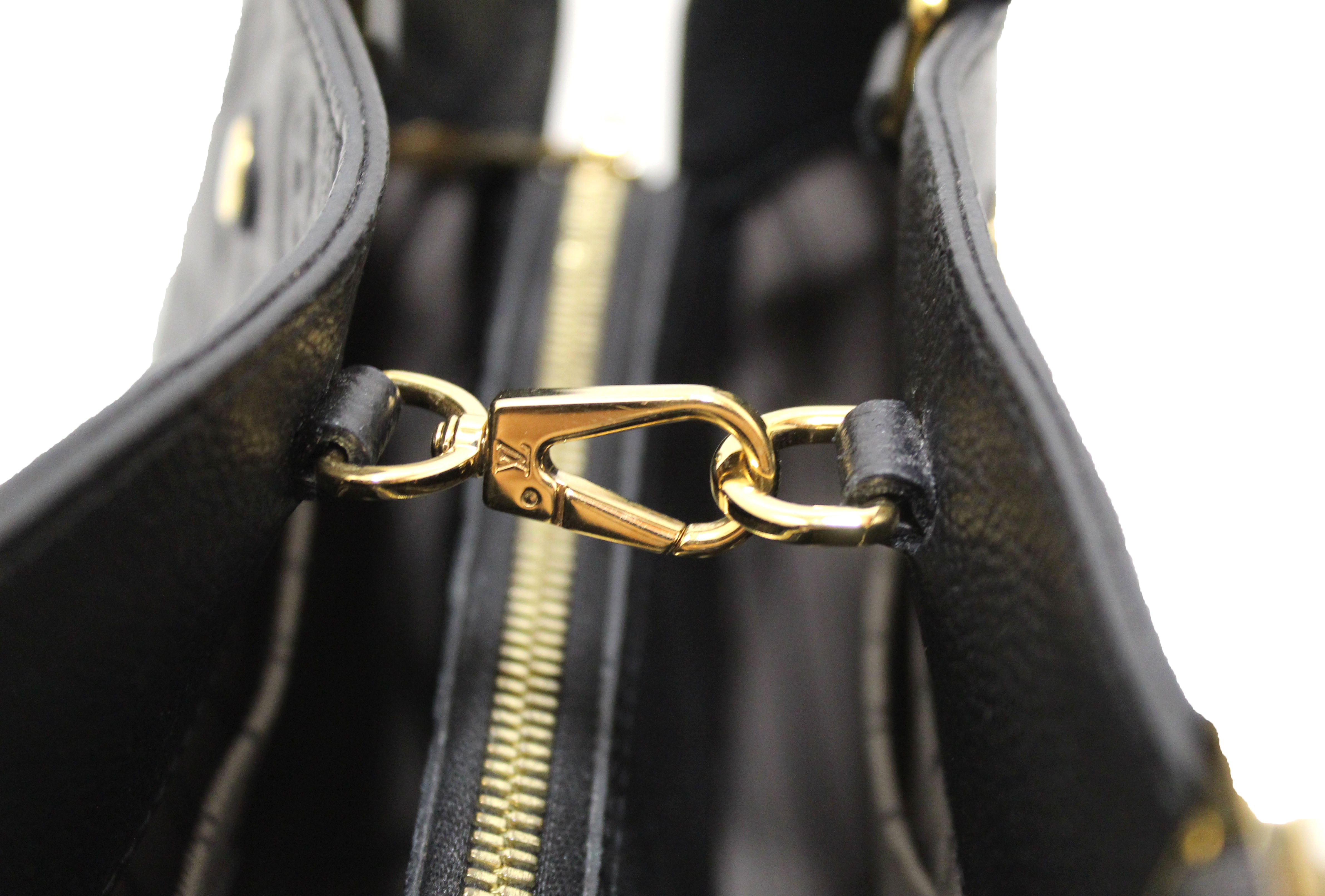 Authentic Louis Vuitton Black Monogram Empreinte Leather Montaigne MM Bag